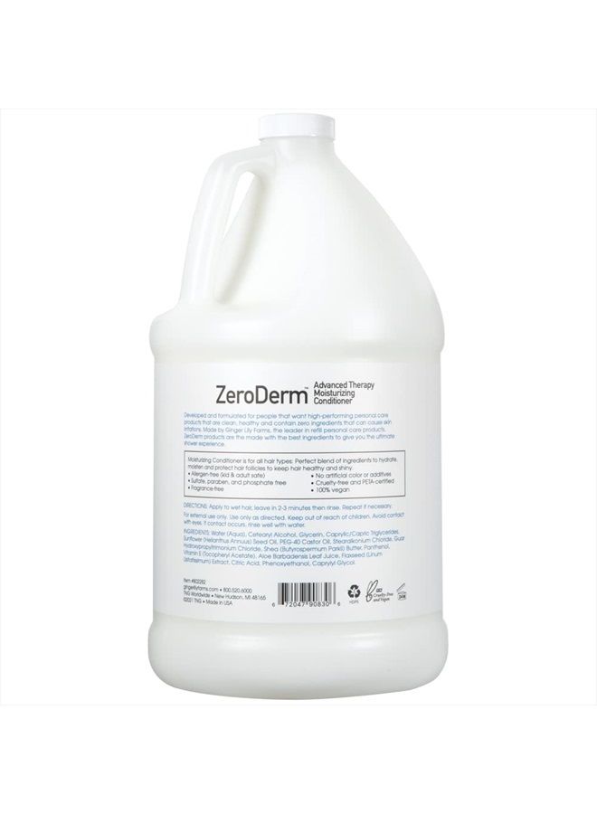 ginger lily farms Botanicals ZeroDerm Advanced Therapy Moisturizing Conditioner for All Hair Types, 100% Vegan, Cruelty and Fragrance Free, 1 Gallon Refill, White, Unscented, 128 Fl Oz - Image 2