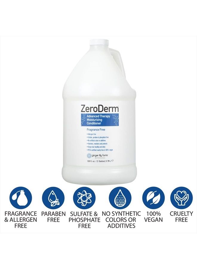 ginger lily farms Botanicals ZeroDerm Advanced Therapy Moisturizing Conditioner for All Hair Types, 100% Vegan, Cruelty and Fragrance Free, 1 Gallon Refill, White, Unscented, 128 Fl Oz - Image 3