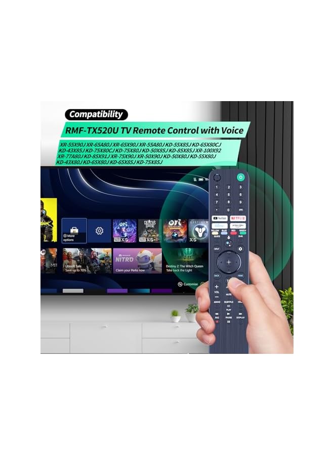 The Bros RMF-TX520U Voice Remote Control for Sony Bravia OLED LED 4K 8K UHD Smart Google TV, with YouTube, Netflix, Disney+, Prime Video Buttons - Image 3