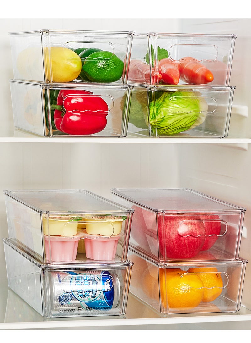 Vtopmart 6-Pack Clear Storage Bins with Lids & Handles, Stackable Plastic Organizer Containers for Toy, Craft, Closet Organization - Easy-Carry Design Saves Space - Image 3