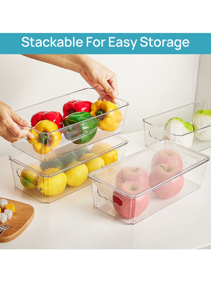 Vtopmart 6-Pack Clear Storage Bins with Lids & Handles, Stackable Plastic Organizer Containers for Toy, Craft, Closet Organization - Easy-Carry Design Saves Space - Image 4