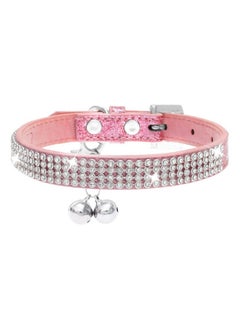 PUPTECK PUPTECK Basic Adjustable Cat Collar with Bling Diamante and Double Bells, for Kitten and Small Puppy, Fashion and Shining, 10-13 in, Pink  - Image 1