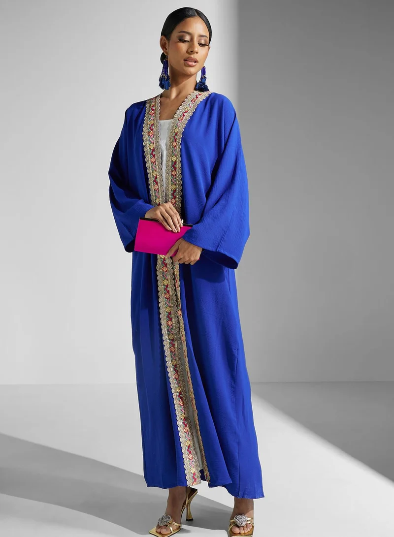 Khizana Embroidered Hem Abaya With Sheila