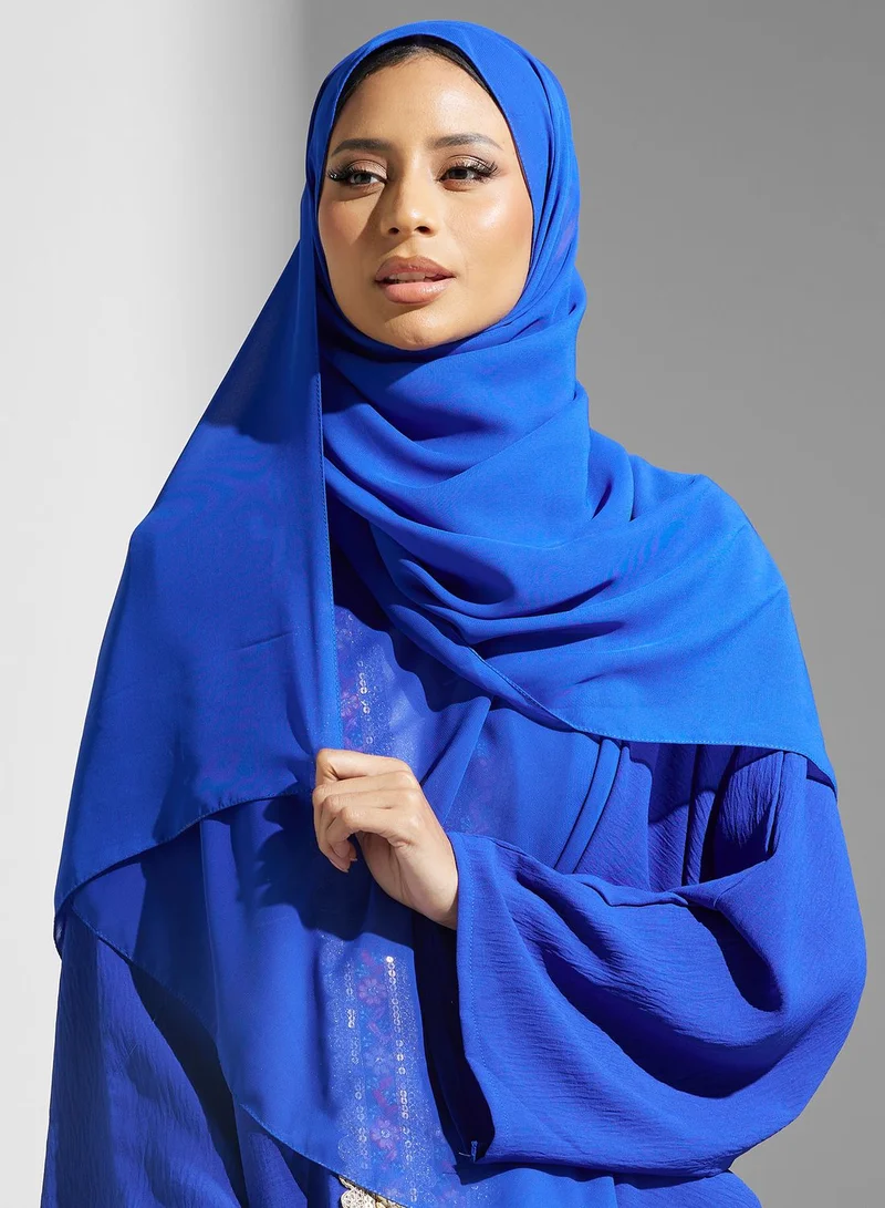 Khizana Embroidered Hem Abaya With Sheila