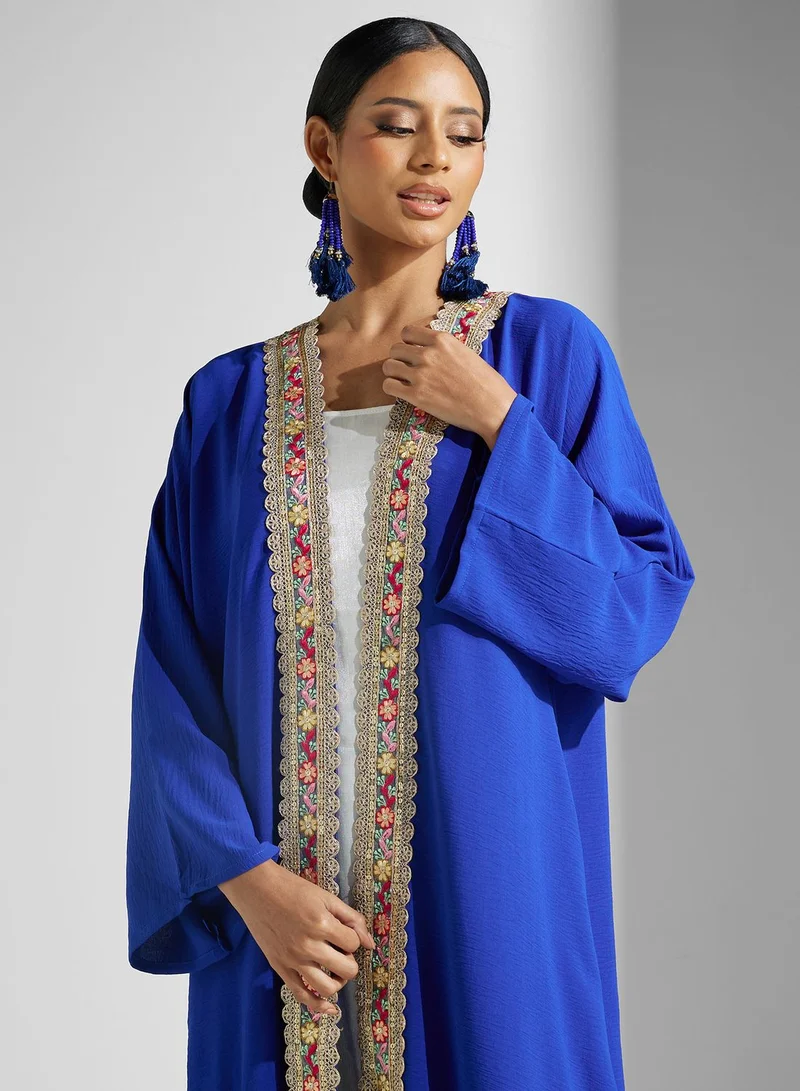Khizana Embroidered Hem Abaya With Sheila