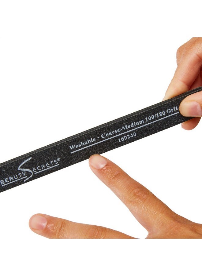 beauty Secrets - Medium Coarse 180/100 Black Cushion Nail File Twosided Washable Sanitizable 48 Count - Image 1