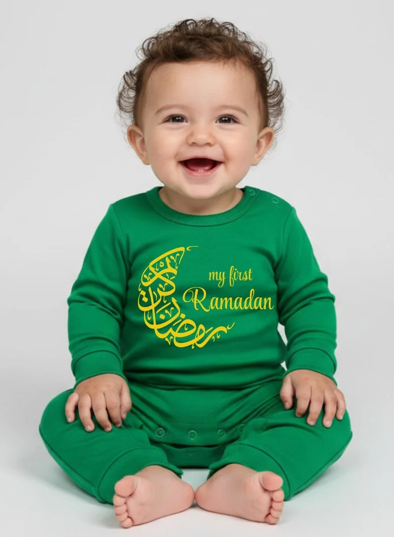 بيبي كلو Unisex Baby First Ramadan Moon Cotton Festival Romper