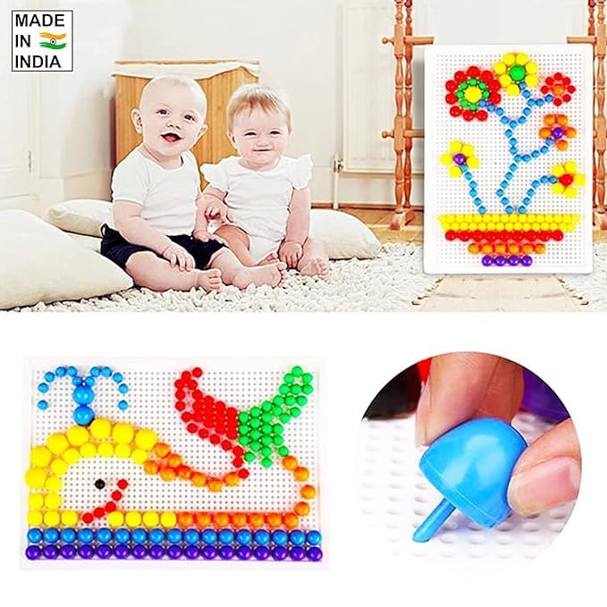 BCMP DIY Mushroom Pegboard Toy – 200+ Colorful Nails for Creative Mosaic Art | Fun Learning Puzzle for Kids Ages 3+ | Boosts Motor Skills, Focus & Imagination | Safe & Durable Gift Idea - Image 4