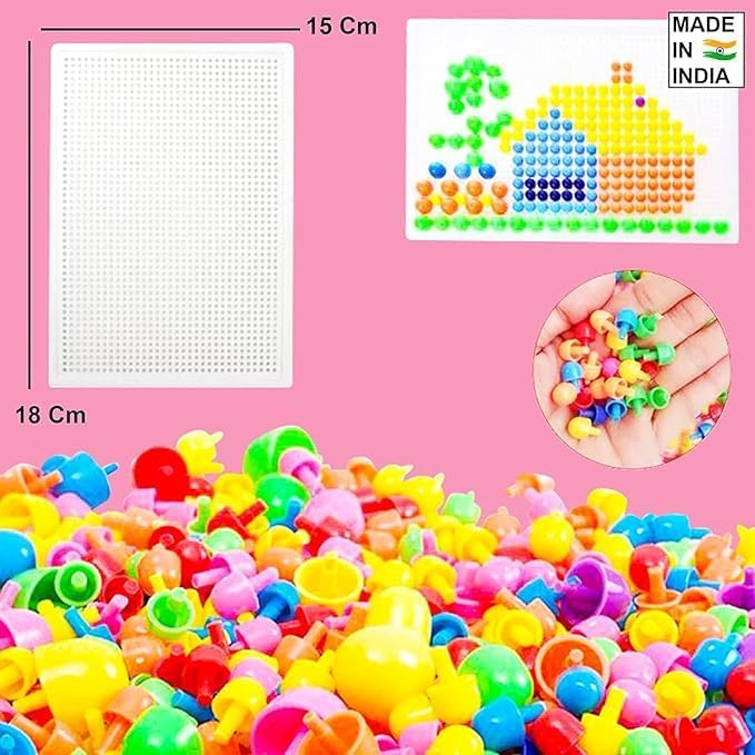 BCMP DIY Mushroom Pegboard Toy – 200+ Colorful Nails for Creative Mosaic Art | Fun Learning Puzzle for Kids Ages 3+ | Boosts Motor Skills, Focus & Imagination | Safe & Durable Gift Idea - Image 5