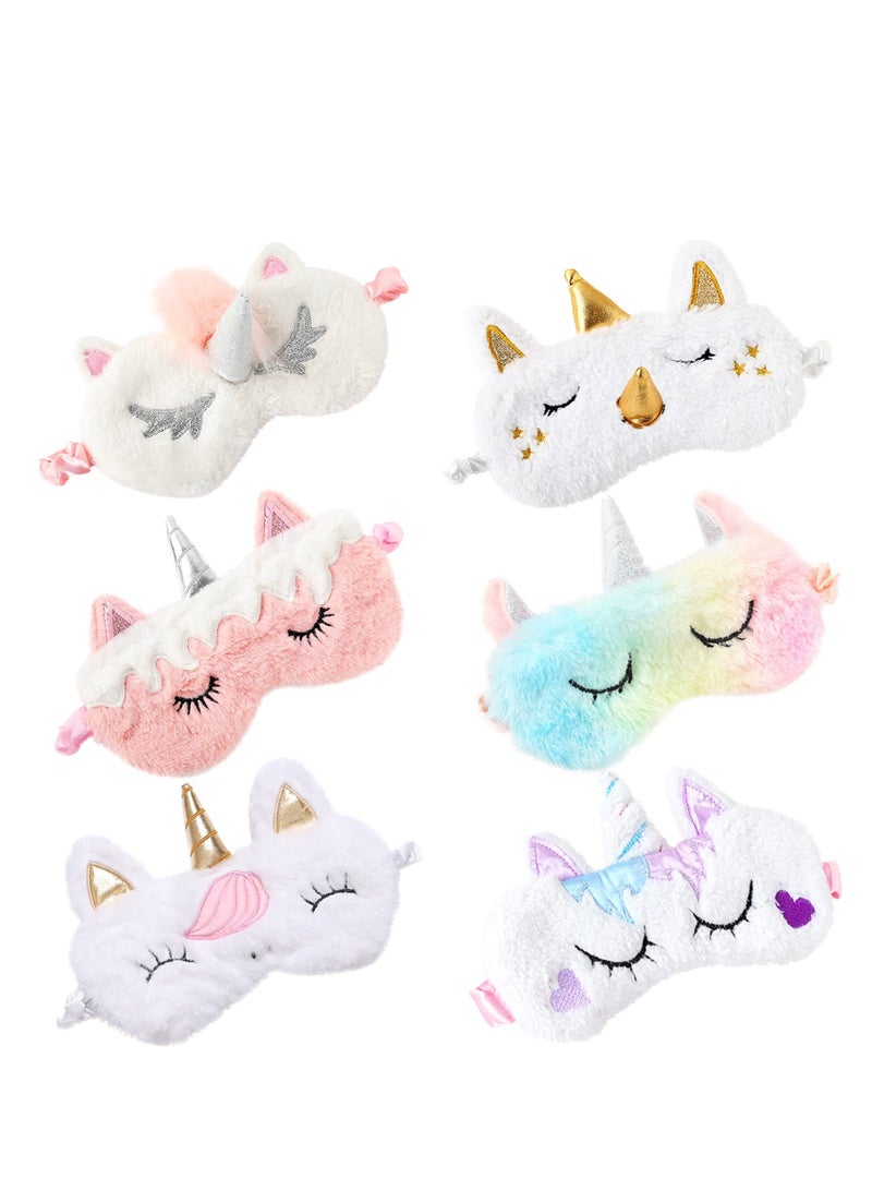 KASTWAVE Sleeping Eye Mask, Cute Soft Plush Unicorn Eye Mask, Funny Eye Mask Animal Design Sleeping Eye Mask for Women Kids Girls and Adults Travel Nap Night Sleep Use (6 Pack)  - Image 1