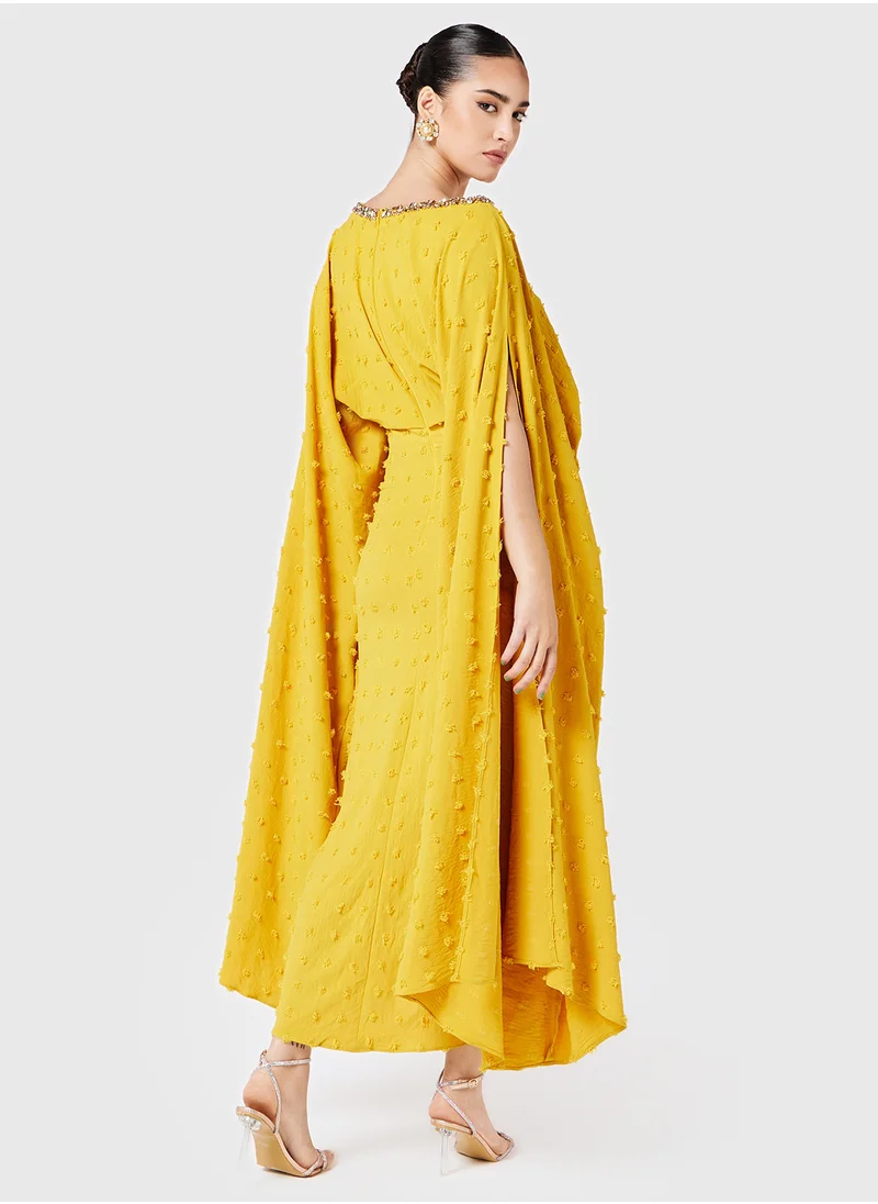 Threadz by Ajooni Embellished Neck Cape Drape Dress