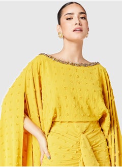 Threadz by Ajooni Embellished Neck Cape Drape Dress  - Image 3