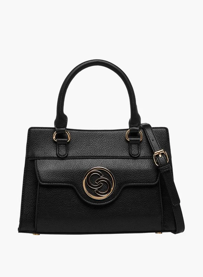 Textured Tote Bag with Double Handle and Zip Closure