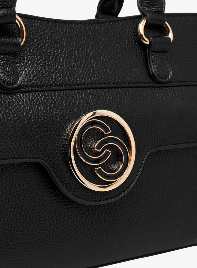 Celeste BLACK Textured Tote Bag with Double Handle and Zip Closure for Women | Best Price UAE