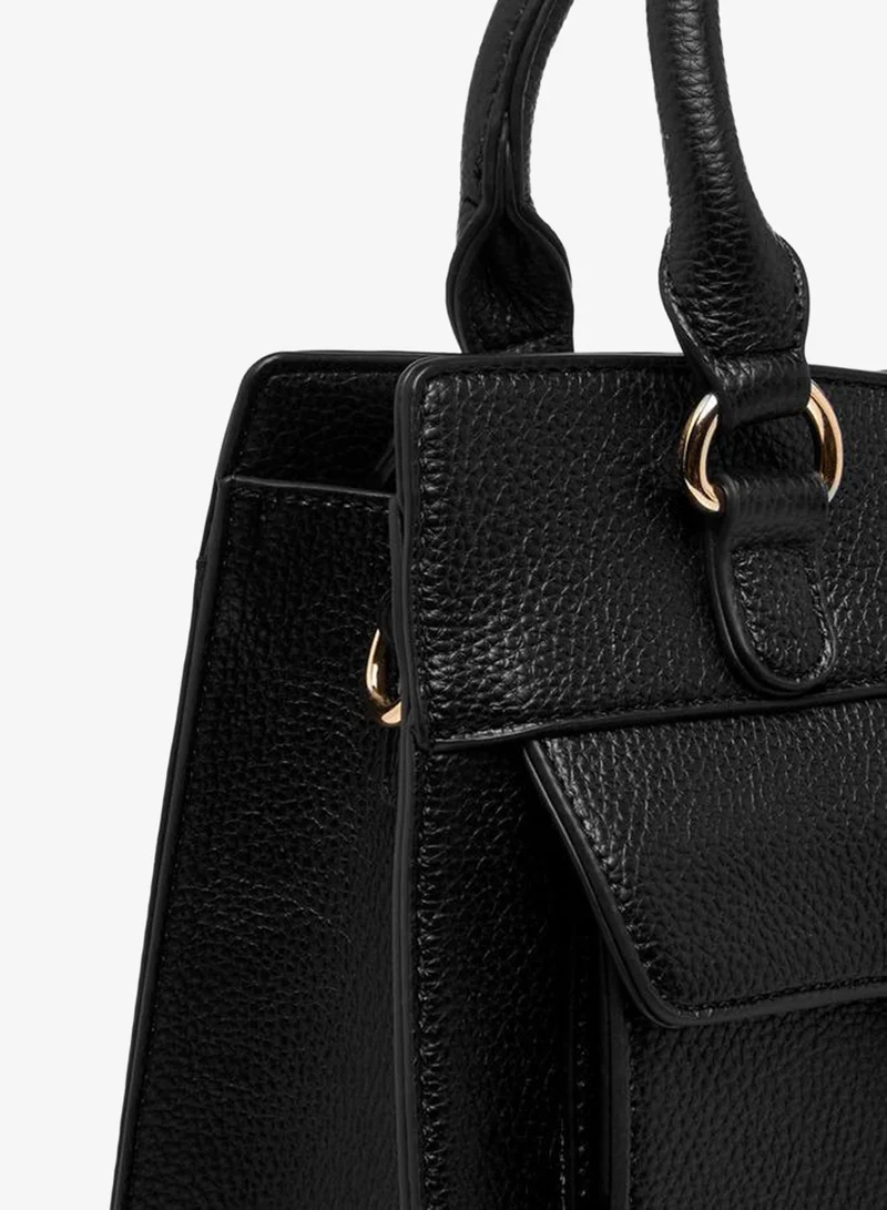 Celeste BLACK Textured Tote Bag with Double Handle and Zip Closure for Women | Best Price UAE