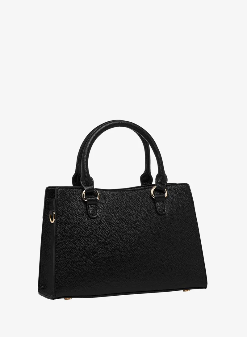 Celeste BLACK Textured Tote Bag with Double Handle and Zip Closure for Women | Best Price UAE
