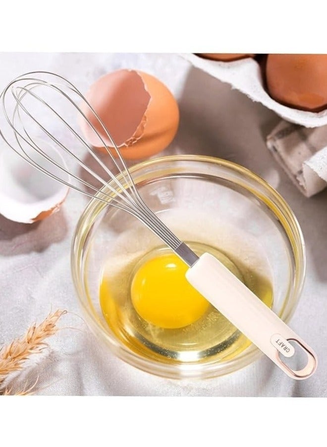 Stainless Steel Egg Beater with Plastic Handle 27cm - White - Image 3
