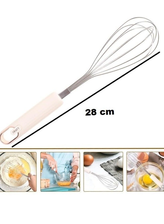 Stainless Steel Egg Beater with Plastic Handle 27cm - White - Image 4