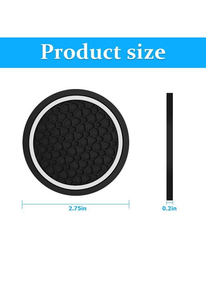 Mandark 4PCS Car Cup Holder Coasters, 2.75 Inch Non-Slip Insert Water Bottle Holder Pads, Dustproof Automotive Interior Accessories Mat, Universal for Vehicles, Trucks, RVs and More（Black/White） - Image 2