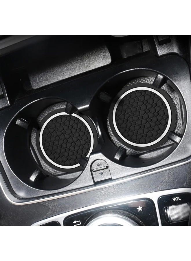 Mandark 4PCS Car Cup Holder Coasters, 2.75 Inch Non-Slip Insert Water Bottle Holder Pads, Dustproof Automotive Interior Accessories Mat, Universal for Vehicles, Trucks, RVs and More（Black/White） - Image 4