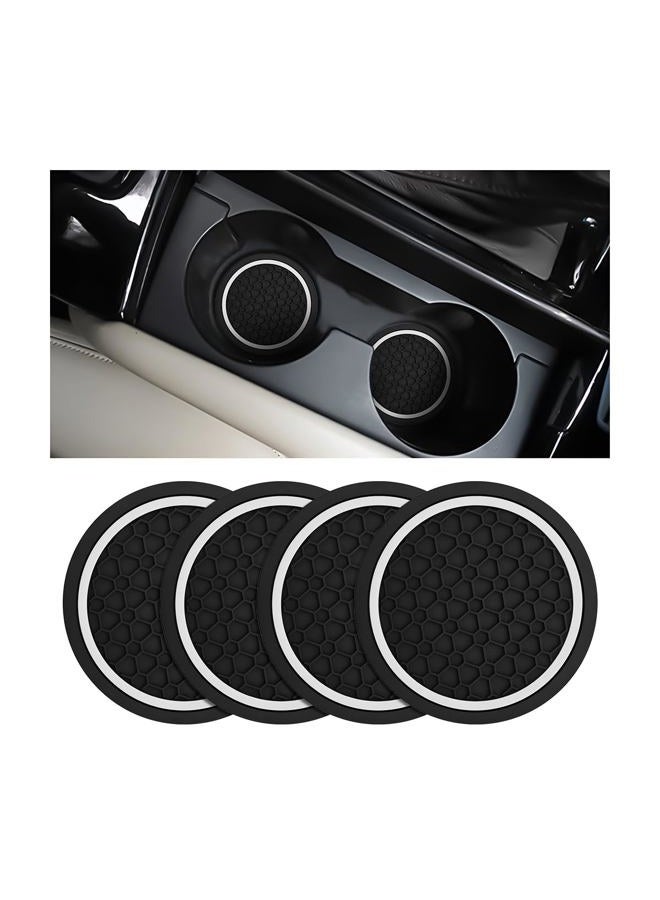 Mandark 4PCS Car Cup Holder Coasters, 2.75 Inch Non-Slip Insert Water Bottle Holder Pads, Dustproof Automotive Interior Accessories Mat, Universal for Vehicles, Trucks, RVs and More（Black/White） - Image 1