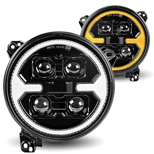 Auto Buero 9 Inch 1000% Bright LED Headlights for Jeep Wrangler JL/JLU Unlimited 2018-2025,Gladiator JT 2019-2025,DOT Approved Black Round Front Headlights with DRL and Turn Signal - Image 1