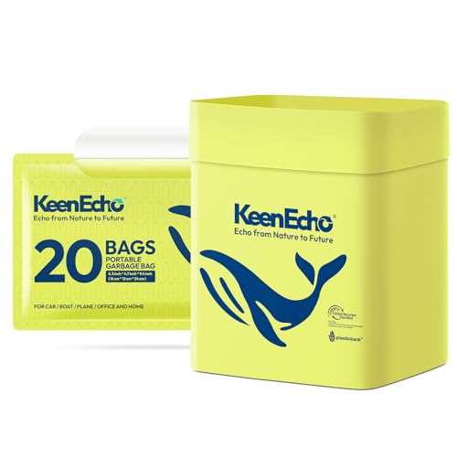 KeenEcho Disposable Car Garbage Bin Bags Vomit Trash Bags made with Recycled Plastic Bottles for Boat Plane Travel Camping Bedroom Study Room Office and Car 20 pcs - Image 1