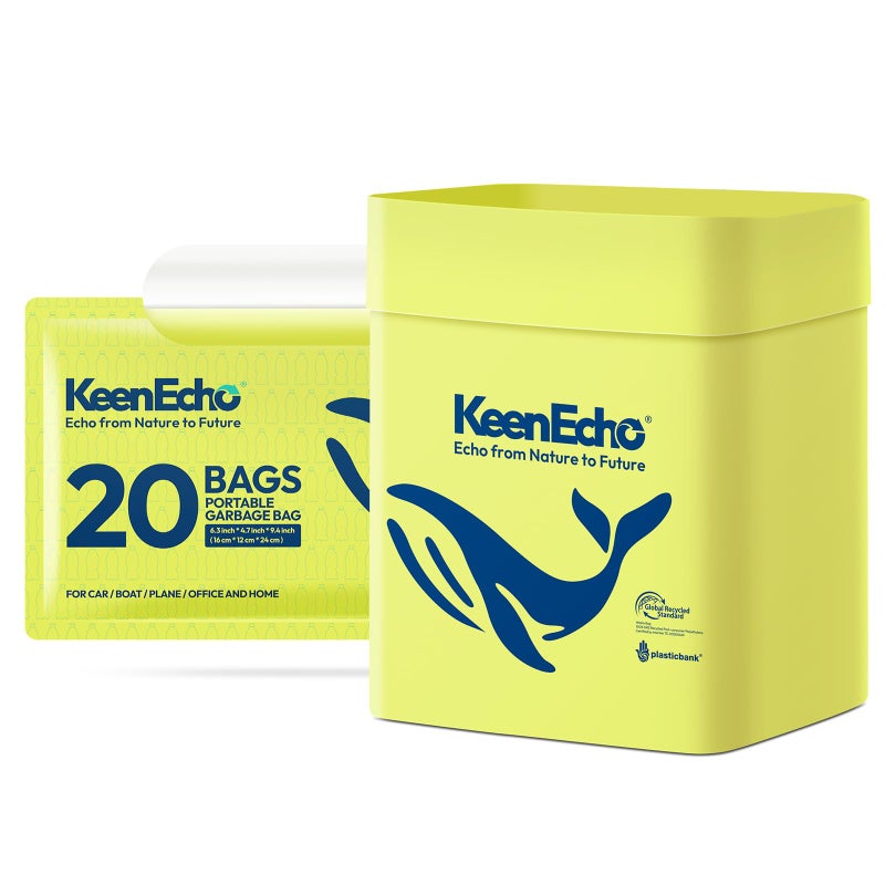 KeenEcho Disposable Car Garbage Bin Bags Vomit Trash Bags made with Recycled Plastic Bottles for Boat Plane Travel Camping Bedroom Study Room Office and Car 20 pcs - Image 3