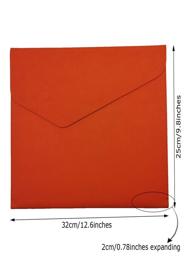 Enyuwlcm PU Leather A4 File Folder Document Holder Waterproof Portfolio Envelope Folder Case with Invisible Magnetic Closure Orange - Image 2
