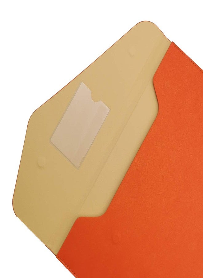 Enyuwlcm PU Leather A4 File Folder Document Holder Waterproof Portfolio Envelope Folder Case with Invisible Magnetic Closure Orange - Image 5