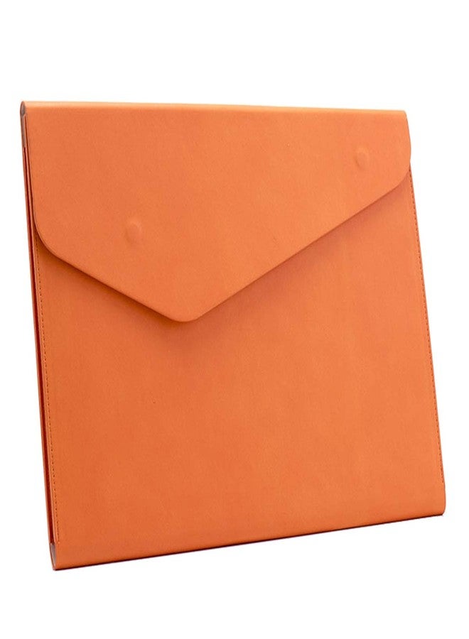 Enyuwlcm PU Leather A4 File Folder Document Holder Waterproof Portfolio Envelope Folder Case with Invisible Magnetic Closure Orange - Image 1