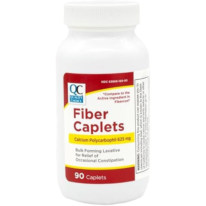 Quality Choice Fiber Therapy Caplets, Safe and Comfortable Constipation Relief Without The Gas and Bloating, Insolubale Fiber for Bowel Irregularity in a 90 Count Bottle of Caplets - Image 1