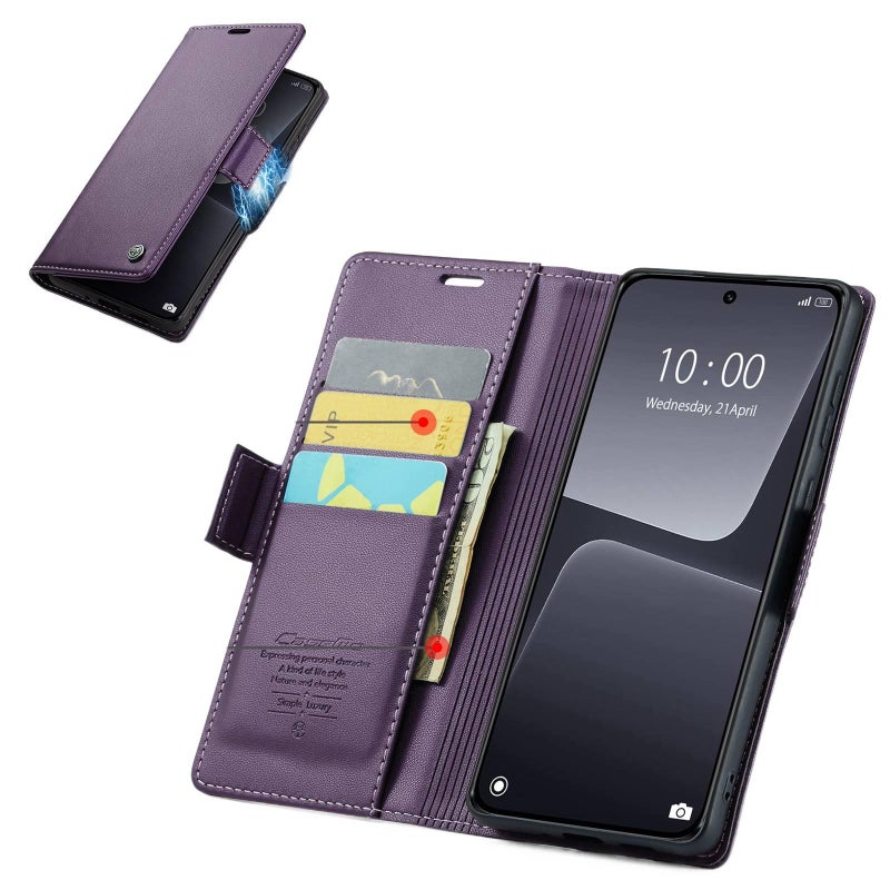 LS غطاء واقي بTPU لـ Redmi Note 13 Pro مع حامل بطاقات وحماية من السقوط مع مقاوم للصدمات مع حامل قائم مع مغناطيس قوي باللون أسود مغناطيسي بوظيفة حامل من مادة TPU باللون الأسود باللون. - Image 4