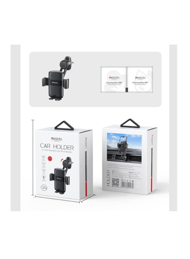 يسيدو حامل هاتف بفتحة تهوية قابل للتعديل مع مشبك خطاف من يس اي دو اسود - Image 4