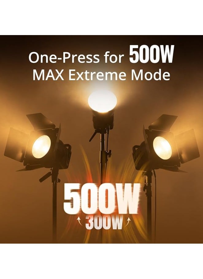 Zhiyun Zhiyun MOLUS G300 300W LED Video Light with APP Control, COB Bi-Color Light Bowens Mount Continuous Output Lighting 2700K-6500K TLCI≥97 CRI≥95, 15500Lux/1m 14 Effects for Studio Photography  - Image 3