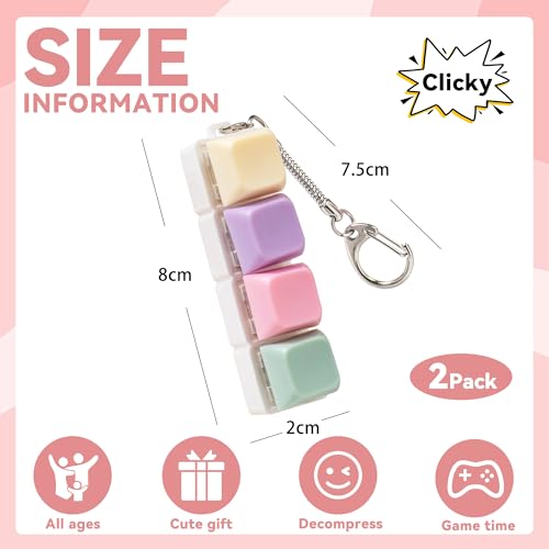 Sumgsn 2 Pcs Keyboard Clicker Fidget Toy Loud Keyboard Fidget Toy for Adult 4 Keys Anxiety Toy Keyboard Keychian for Stress Relief Pass Time - Image 5
