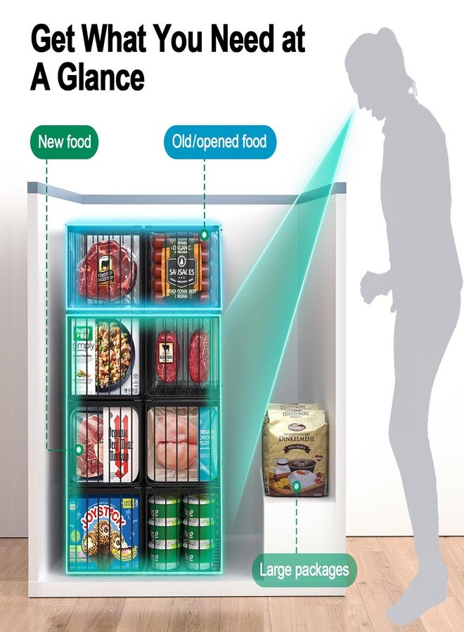 MSERCUOR 4 Pack Freezer Organizer Bins, Stackable Chest Freezer Organizer Deep Freezer Organizer Bins for 5 Cu Ft Garage Freezer Sort Frozen Food - Image 5