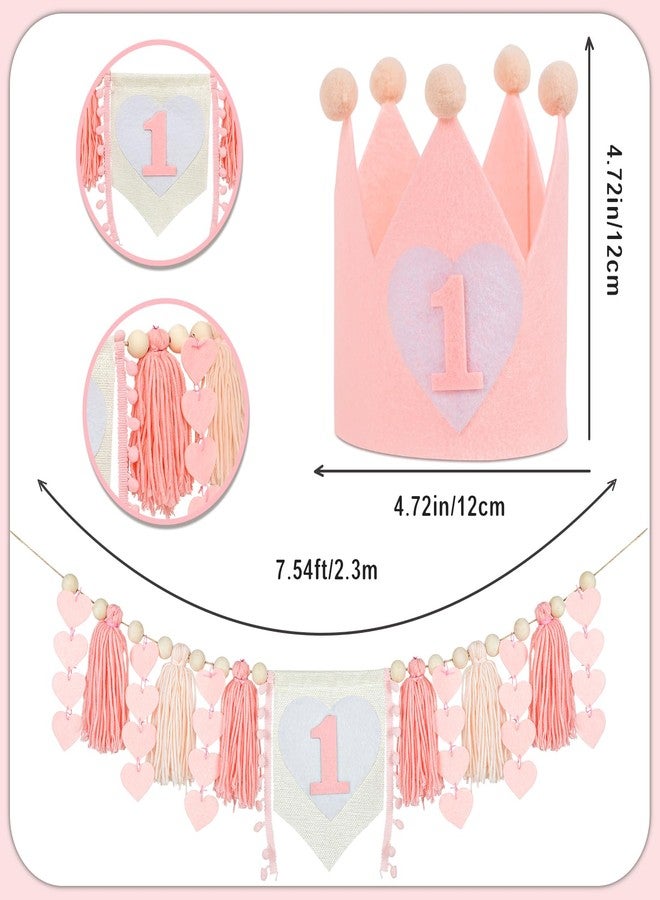 luck sea 1st Birthday Decorations for Girl High Chair Banner with Crown hat for Baby Shower first Birthday Party Decor - Image 4