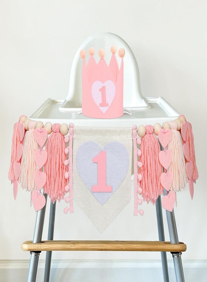 luck sea 1st Birthday Decorations for Girl High Chair Banner with Crown hat for Baby Shower first Birthday Party Decor - Image 1