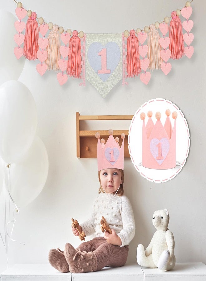 luck sea 1st Birthday Decorations for Girl High Chair Banner with Crown hat for Baby Shower first Birthday Party Decor - Image 5