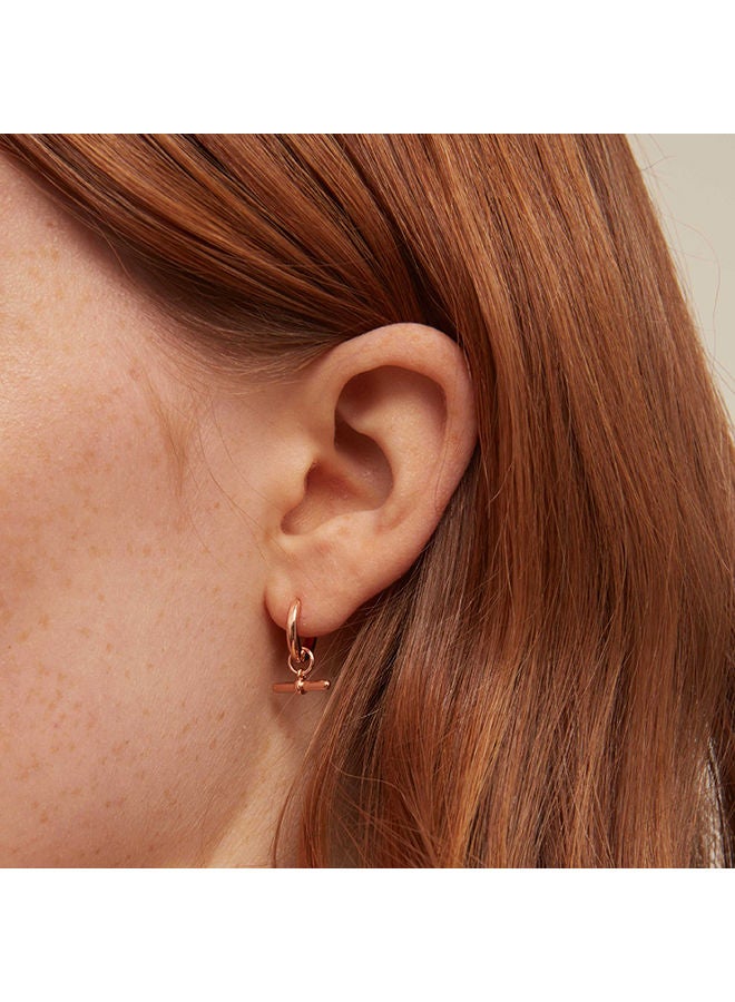 ORELIA LONDON T Bar Drop Huggie Hoops - Image 2