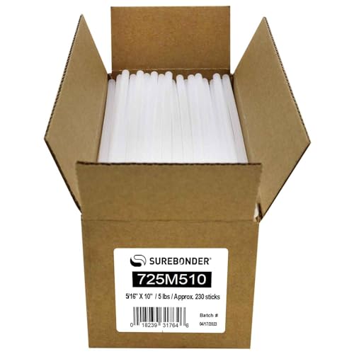 Surebonder 725M510 Mini Size 10" Clear Hot Glue Sticks - 5 lb Box - Image 1