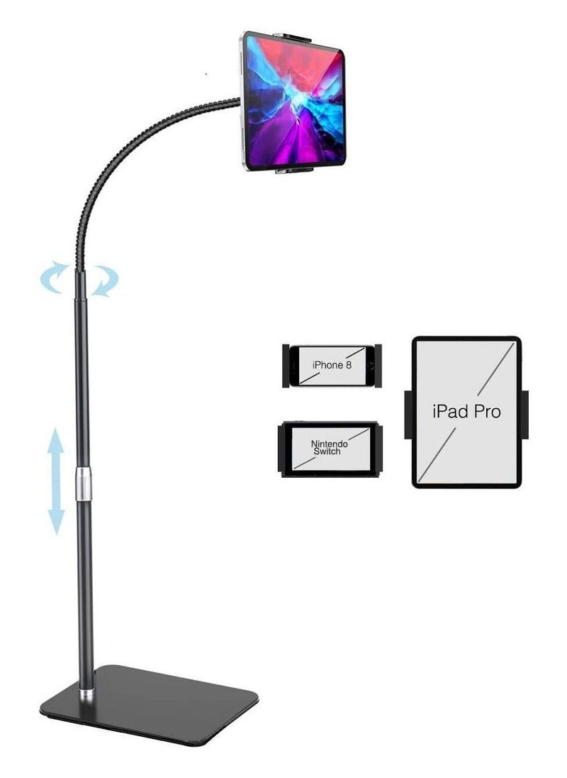 Tablet Holder Phone Stand Lazy Holder Adjustable Gooseneck Long Arm Bed Floor Mount for 3.5-11 Inch Cell Phone Tablet Pad Stand Bedroom Kitchen Living Room Outdoor  - Image 1