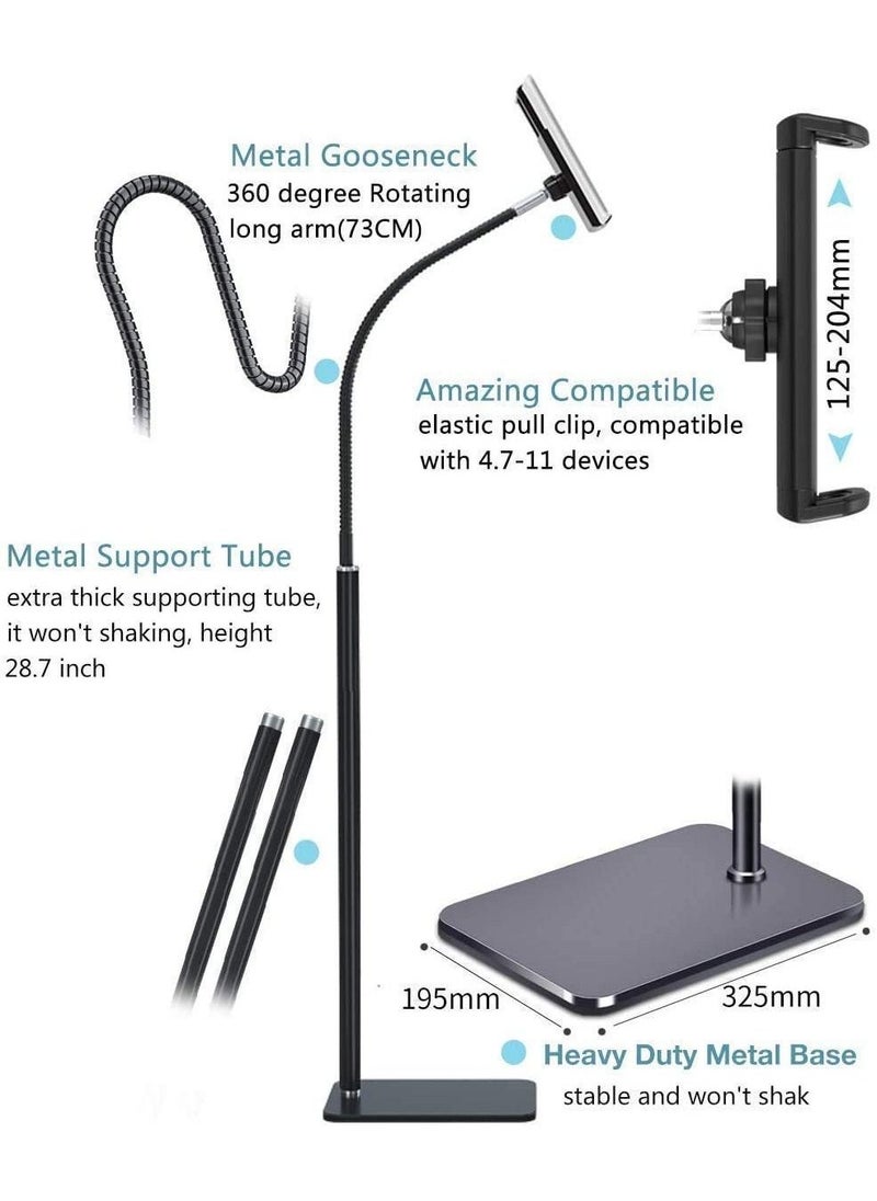 Tablet Holder Phone Stand Lazy Holder Adjustable Gooseneck Long Arm Bed Floor Mount for 3.5-11 Inch Cell Phone Tablet Pad Stand Bedroom Kitchen Living Room Outdoor  - Image 5
