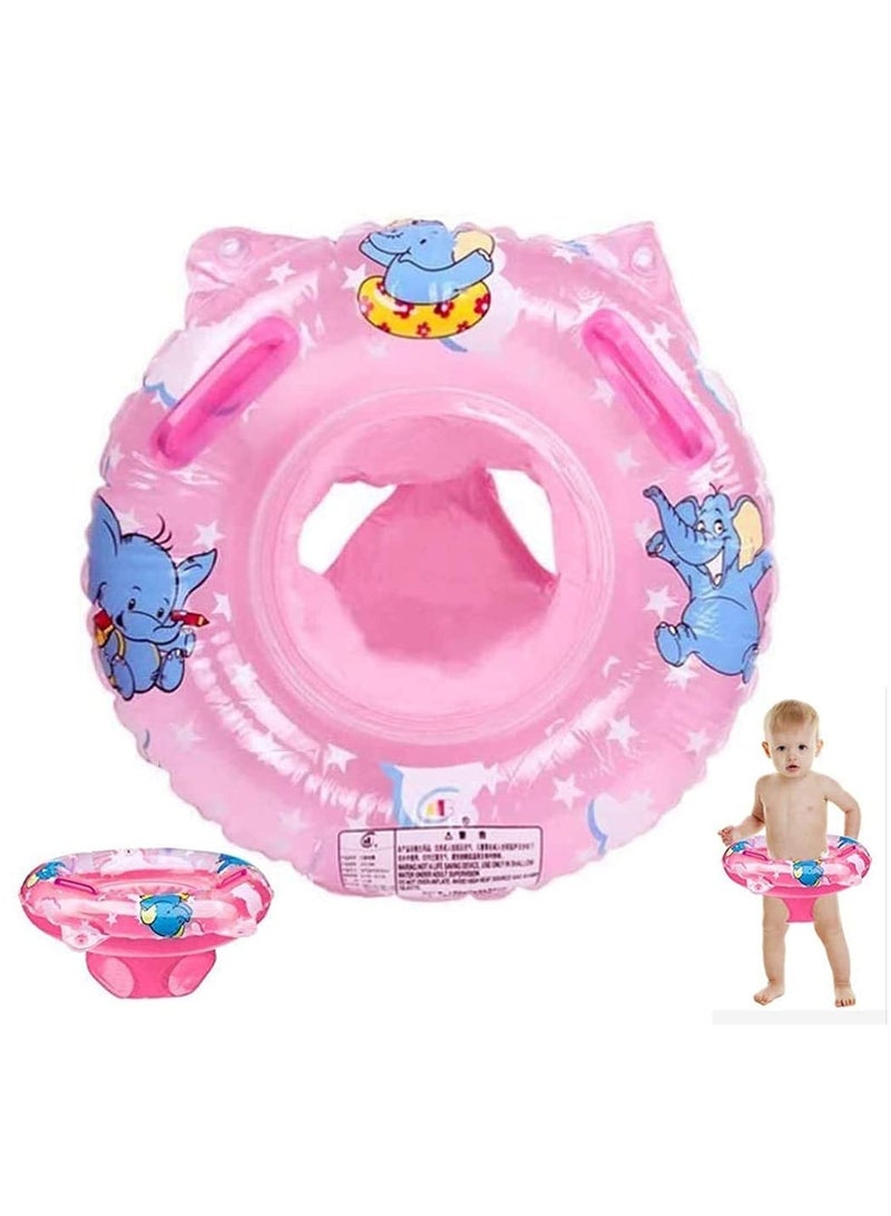 Swimming Ring Baby Inflatable Seat, Baby Swimming Pool with Float Pool Float Inflatable Summer Baby Boys Girls, Pool Toys Cartoon for Kids Toddles Aged 9 36 Months Pink - Image 1