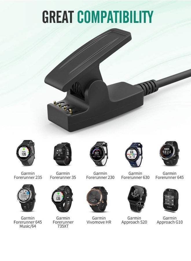 شاحن لجهاز Garmin Forerunner 235/35/35J/64/230/630/645/645 Music/735XT/Vivomove HR/Approach S20/G10/Lily Watches، شاحن بديل لساعات الذكية، مشبك شحن، كابل مزامنة البيانات