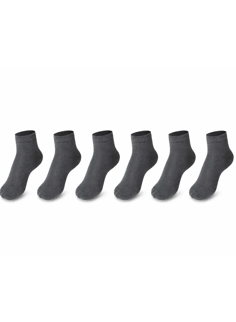 Ampm Kids Cotton-blended Ankle length Socks for Boys and Girls (PACK OF 6) Skin friendly, Lightweight, Ultra-Soft touch, Secure Gentle Grip, Reinforced stitch - GREY