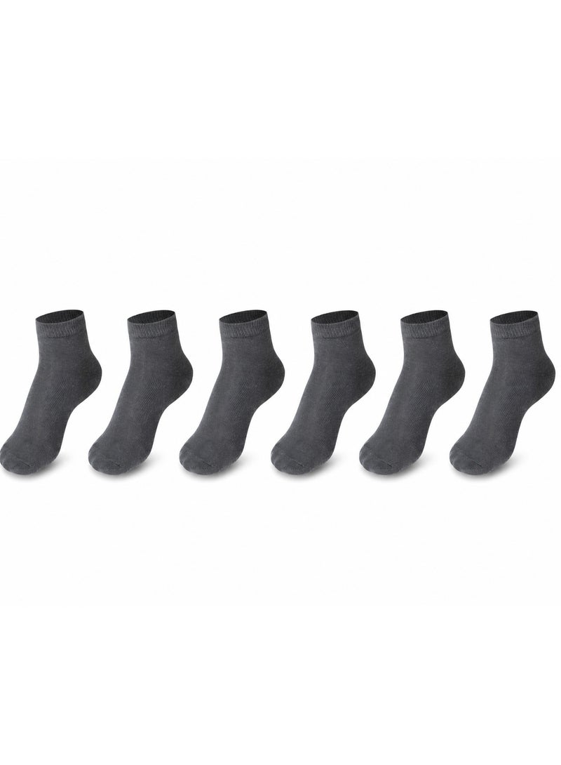 AMPM Kids Cotton-blended Ankle length Socks for Boys and Girls (PACK OF 6) Skin friendly, Lightweight, Ultra-Soft touch, Secure Gentle Grip, Reinforced stitch - GREY - Image 1