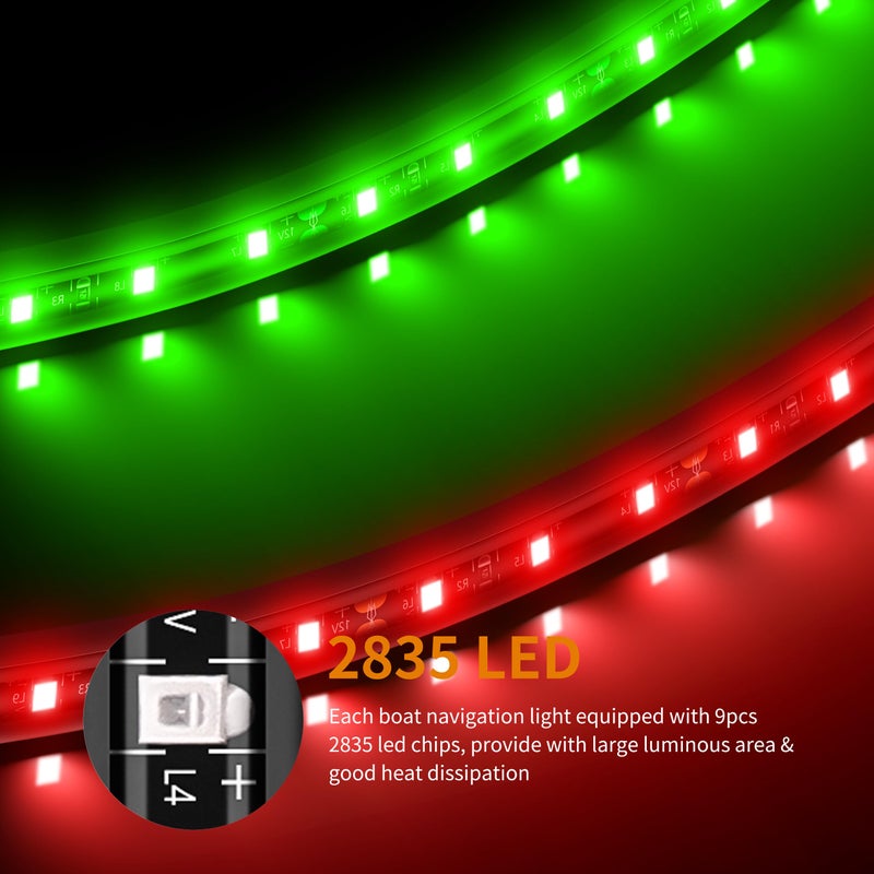 RVZONE Boat Navigation Lights, Navigation Lighting For Boats Led, Marine Lighting For Night Fishing, Boat Red and Green Bow Lights, Deck Lights for Marine, Yacht, Kayak, BassBoat, Pontoon - Image 5