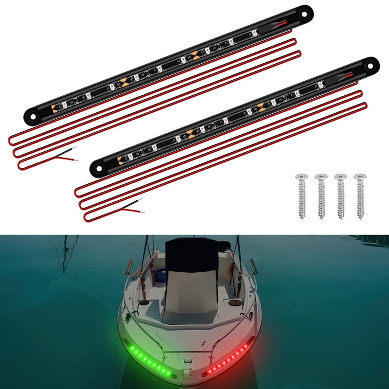 RVZONE Boat Navigation Lights, Navigation Lighting For Boats Led, Marine Lighting For Night Fishing, Boat Red and Green Bow Lights, Deck Lights for Marine, Yacht, Kayak, BassBoat, Pontoon - Image 1